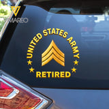 Personalized US Military Retired Custom Rank Car Decal Printed