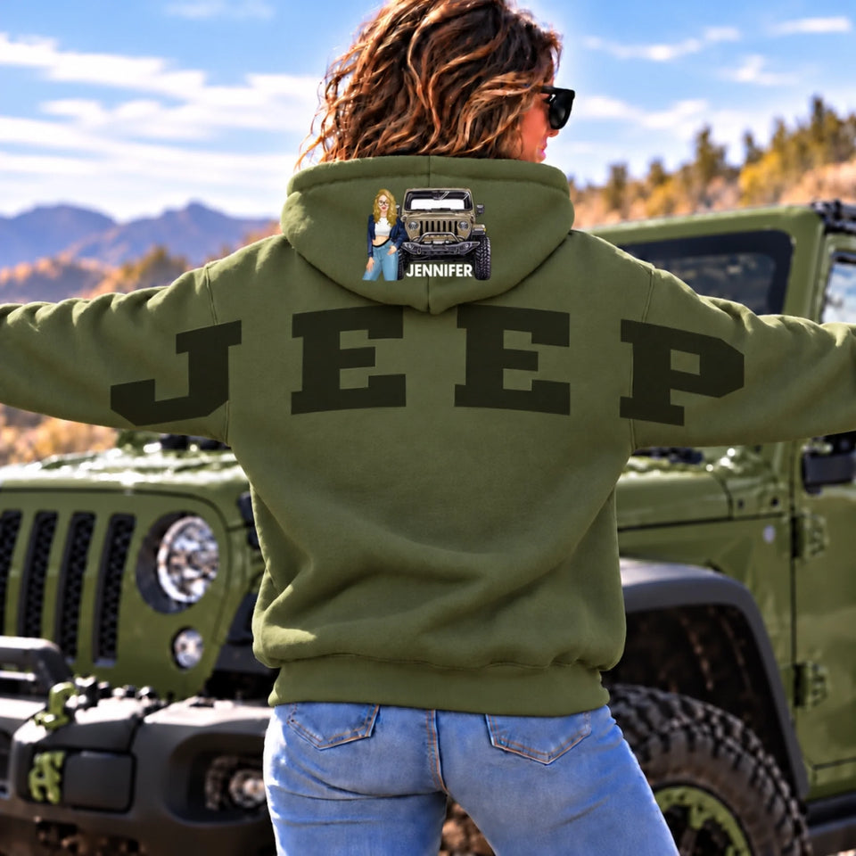 Mountain Adventure Jeep Hoodie Mockup