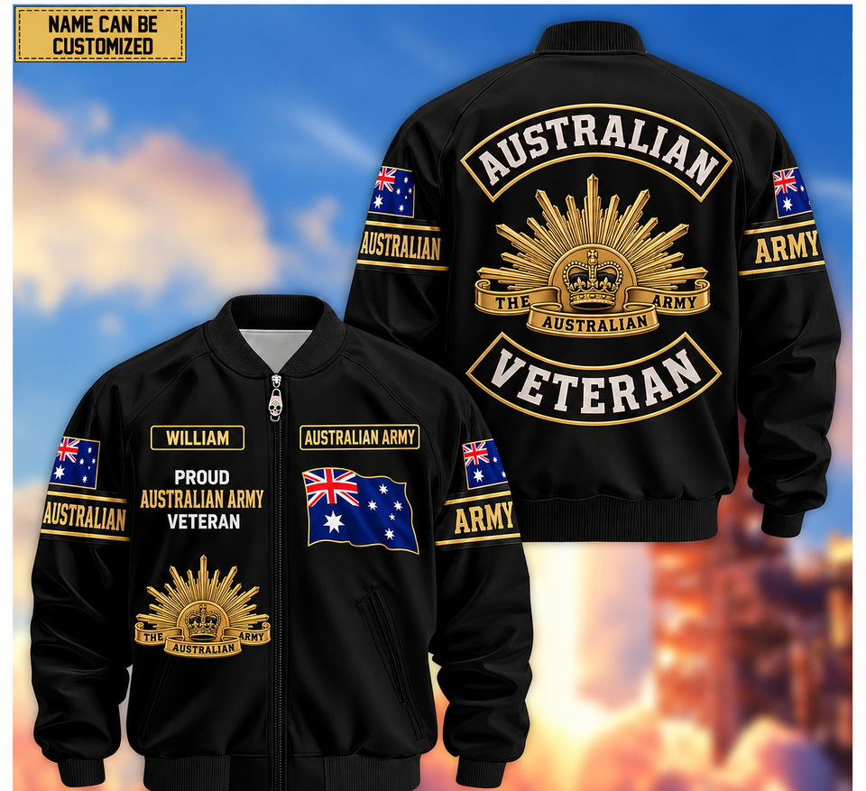 Personalized Australia Veteran Bomber Jacket Printed