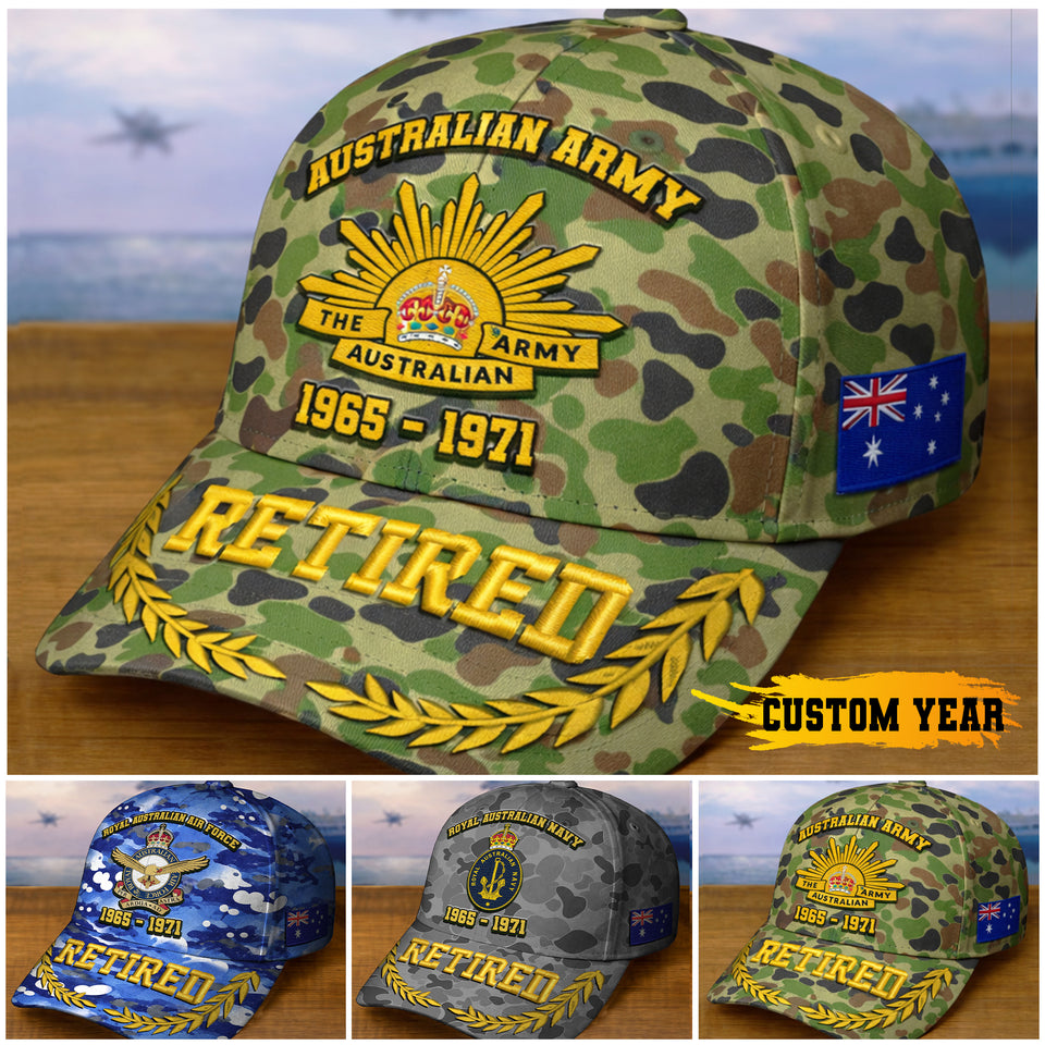 Personalized Premium Australian  Embroidered Veterans Hats C24032601, Gifts ForVeterans, Gifts For Independence Day, Veterans Day.