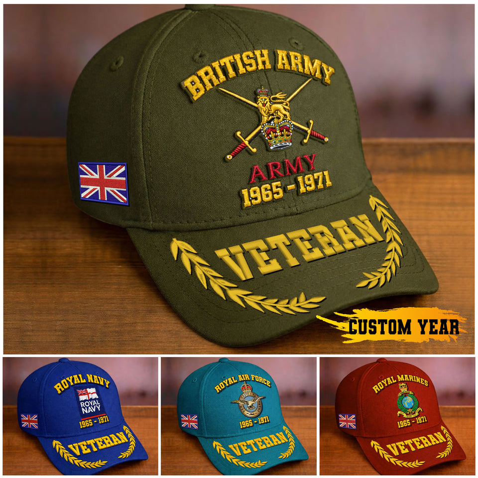 Personalized Premium British Embroidered Veterans Hats C20032601, Gifts For Veterans, Gifts For Independence Day, Veterans Day.