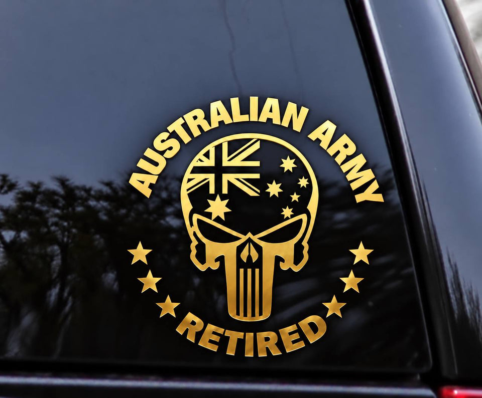 Australia Military Retired Skull Car Decal Printed