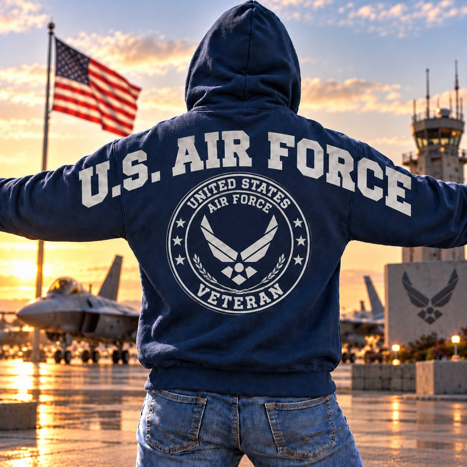 Personalized US Veteran Across Shoulder Hoodie 2D Printed