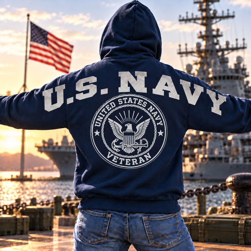 Personalized US Veteran Across Shoulder Hoodie 2D Printed