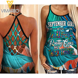 September Girl With Tattoos Hawaii Criss-Cross Open Back Camisole Tank Top AUG-MA30