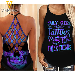 July Girl Criss-Cross Open Back Camisole Tank Top Legging XTPT