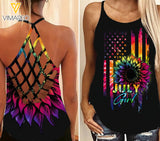 July Girl Criss-Cross Open Back Camisole Tank Top Legging HFJEY2