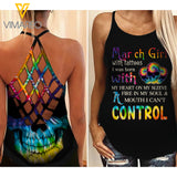 March Girl Criss-Cross Open Back Camisole Tank Top Legging SKTDCT