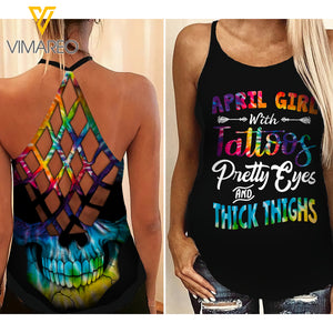 April Girl Criss-Cross Open Back Camisole Tank Top Legging TDTPT