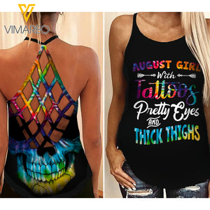 August Girl Criss-Cross Open Back Camisole Tank Top Legging TDTPT