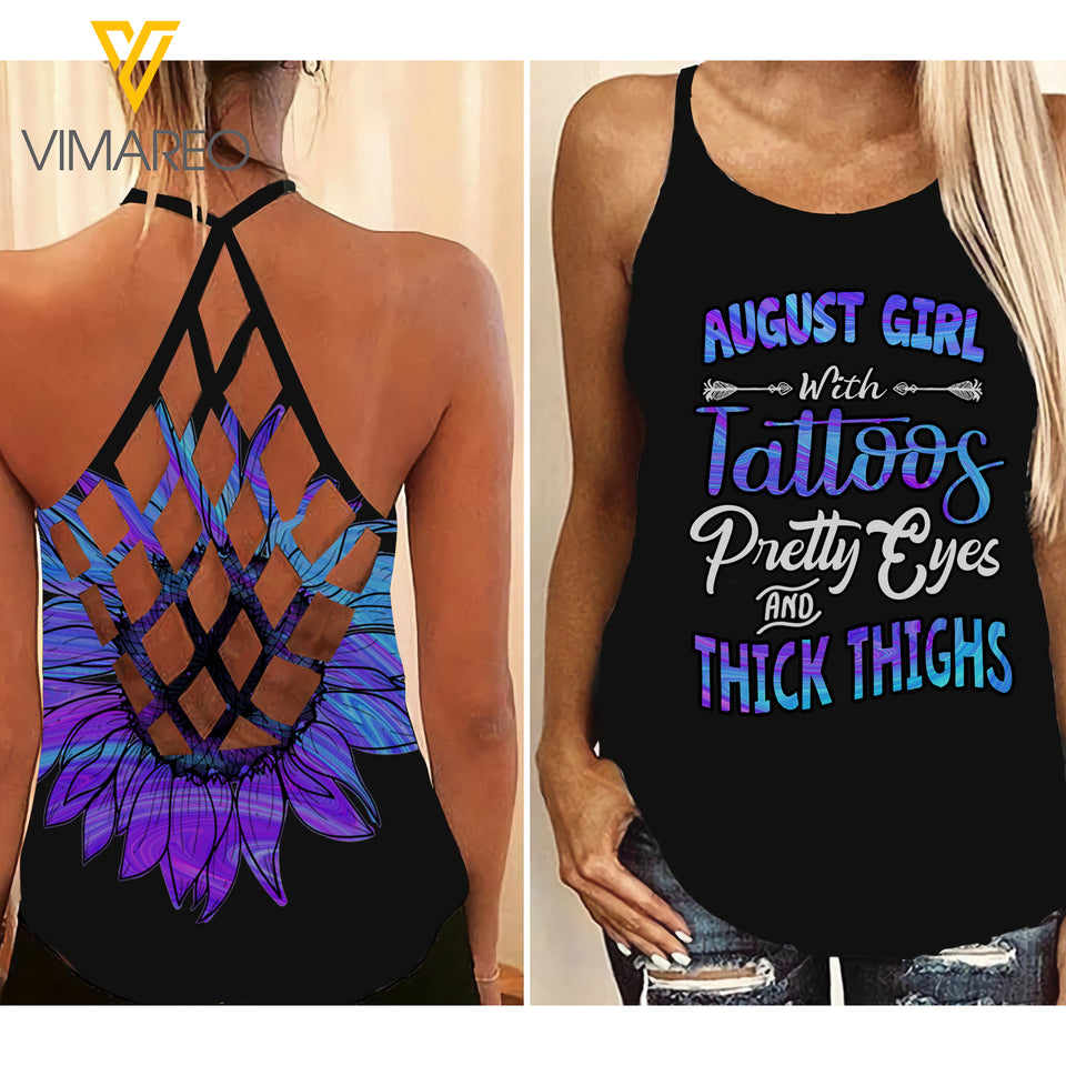 August Girl Criss-Cross Open Back Camisole Tank Top Legging GTPETT