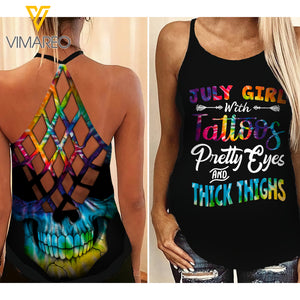 July Girl Criss-Cross Open Back Camisole Tank Top Legging TDTPT