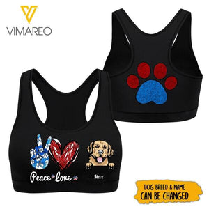 Customized Peace Love Dog 3D Printed Sport Bra NEYQ25