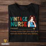 PERSONALIZED VINTAGE NURSE BLACK TSHIRT