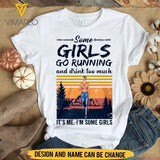 PERSONALIZED RUNNING GIRL AND DRINK TOO MUCH BLACK TSHIRT PRINTED