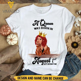 Personalized August Girl Tshirt Printed JUL-HQ27