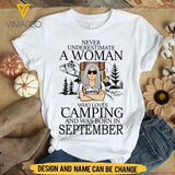 PERSONALIZED SEPTEMBER CAMPING GIRL TSHIRT TNMA3007