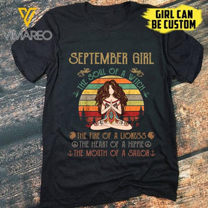PERSONALIZED SEPTEMBER YOGA GIRL TSHIRT TNMD0208