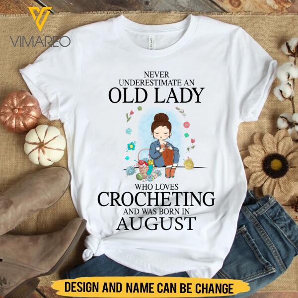 PERSONALIZED AUGUST CROCHETING GIRL TSHIRT TNTN0208