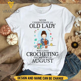 PERSONALIZED AUGUST CROCHETING GIRL TSHIRT TNTN0208