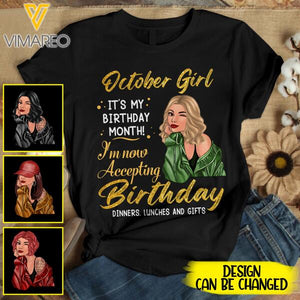 PERSONALIZED OCTOBER GIRL HAPPY MY BIRTHDAY TSHIRT FOR WOMEN NEY3007T
