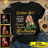 PERSONALIZED OCTOBER GIRL HAPPY MY BIRTHDAY TSHIRT FOR WOMEN NEY3007T