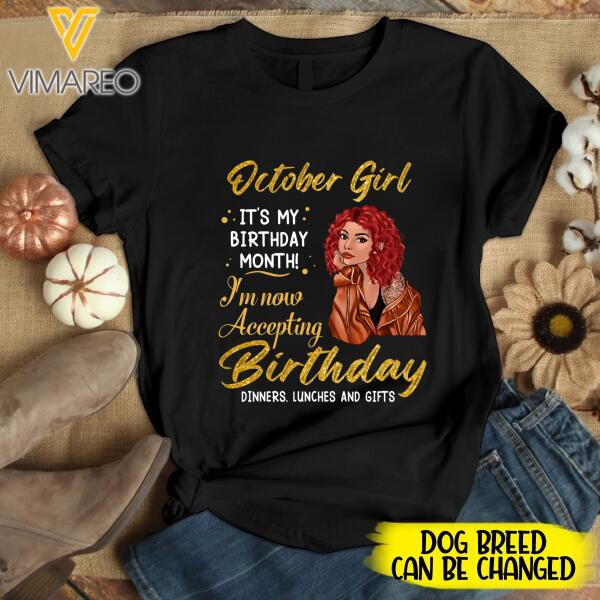 PERSONALIZED OCTOBER GIRL HAPPY MY BIRTHDAY TSHIRT FOR WOMEN NEY3007T