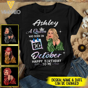 PERSONALIZED OCTOBER GIRL HAPPY MY BIRTHDAY TSHIRT FOR WOMEN NEY38T