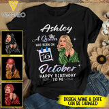 PERSONALIZED OCTOBER GIRL HAPPY MY BIRTHDAY TSHIRT FOR WOMEN NEY38T