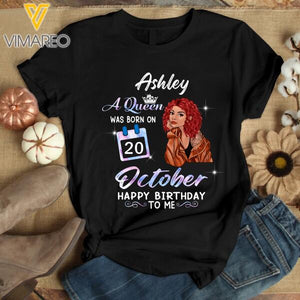 PERSONALIZED OCTOBER GIRL HAPPY MY BIRTHDAY TSHIRT FOR WOMEN NEY38T