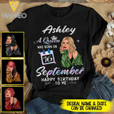 PERSONALIZED SEPTEMBER GIRL HAPPY MY BIRTHDAY TSHIRT FOR WOMEN NEY38T