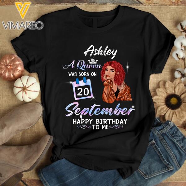 PERSONALIZED SEPTEMBER GIRL HAPPY MY BIRTHDAY TSHIRT FOR WOMEN NEY38T