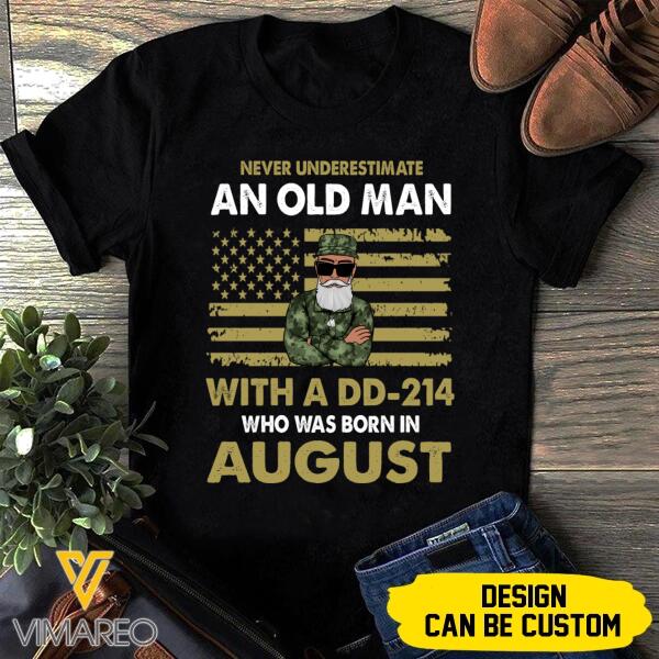 PERSONALIZED AUGUST VETERAN BLACK TSHIRT TNTQ0408