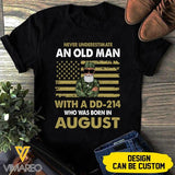 PERSONALIZED AUGUST VETERAN BLACK TSHIRT TNTQ0408