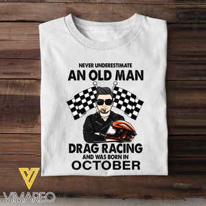 PERSONALIZED OCTOBER MAN LOVES RACING DRAG BLACK TSHIRT TNMQ0408