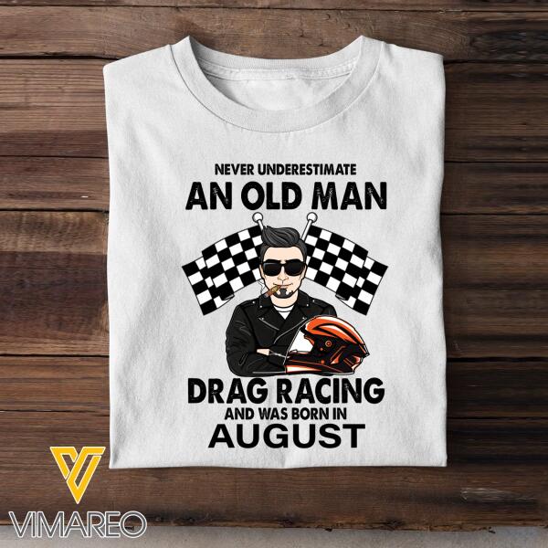 PERSONALIZED AUGUST MAN LOVES RACING DRAG BLACK TSHIRT TNMQ0408