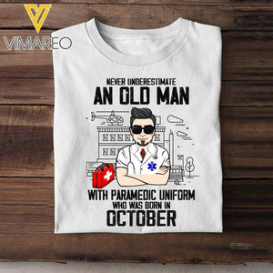PERSONALIZED OCTOBER PARAMEDIC MAN BLACK TSHIRT TNDT0408