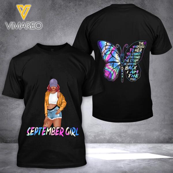 PERSONALIZED SEPTEMBER GIRL I AM THE STORM TSHIRT FOR WOMEN NEY84A