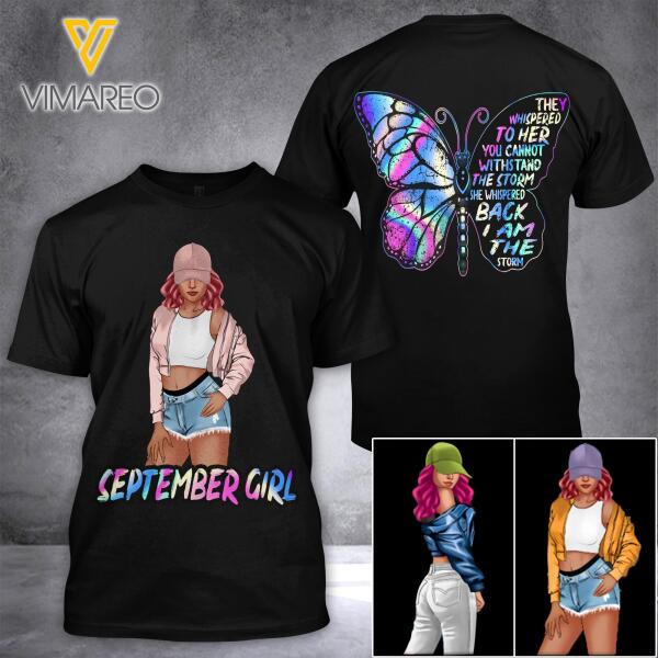 PERSONALIZED SEPTEMBER GIRL I AM THE STORM TSHIRT FOR WOMEN NEY84A