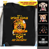 PERSONALIZED OCTOBER GIRL LOVES DOG HAPPY HALLOWEEN TSHIRT PRINTED NEY68A