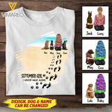 CUSTOMIZED SEPTEMBER GIRL AND DOG I NEVER WALK ALONE TSHIRT FOR WOMEN