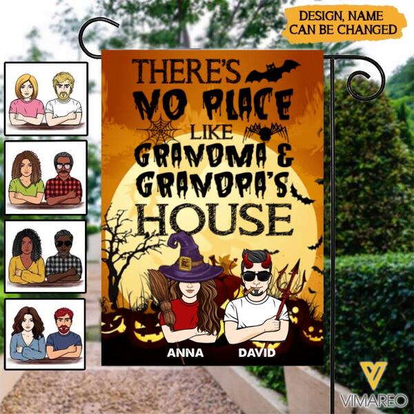 PERSONALIZED HALLOWEEN THERE IS NO PLACE LIKE COUPLE FLAG GARDEN
