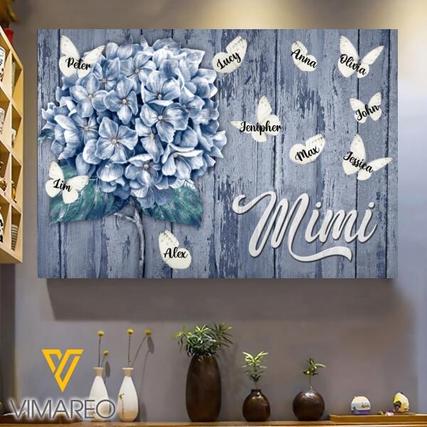 PERSONALIZED NICKNAME HYDRANGEA WITH KIDS SUNFLOWER CANVAS TNDT1708