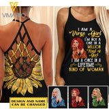 PERSONALIZED VIRGO GIRL CRISS CROSS TANK SUNFLOWER TNTN1708