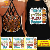 PERSONALIZED THANKFUL GREATFUL BLESSED GRANDMA CRISS CROSS TANK PUMKIN TNMA2008