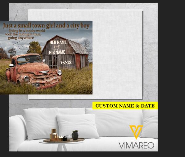 Custom Canvas Prints Personalized Gifts Just A Small Town Girl And A City Boy Home Tittle Wall Art Decor
