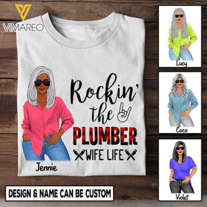 Personalized Rockin' The Plumber Wife Life Tshirt Printed SEP-MA06