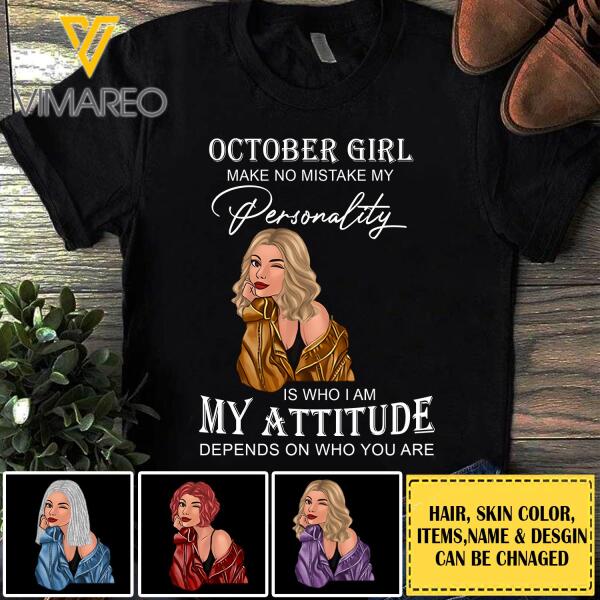 Personalized October Girl Tshirt Printed NEY79