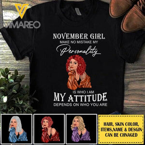 Personalized November Girl Tshirt Printed NEY79