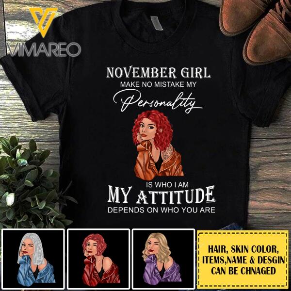 Personalized November Girl Tshirt Printed NEY79
